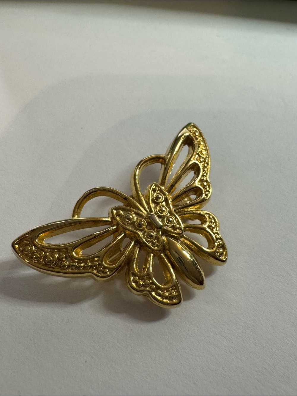 Vintage Gold Tone Butterfly Figural Brooch Signed AAI